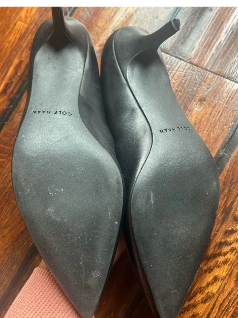Cole Haan Black Pointed-Toe Kitten Heel Pumps
